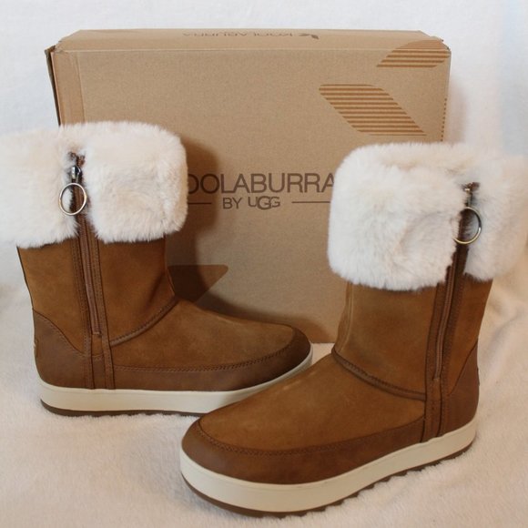 UGG TYNLEE SUEDE TALL FUR BOOTS‎ CHESTNUT - Picture 2 of 8